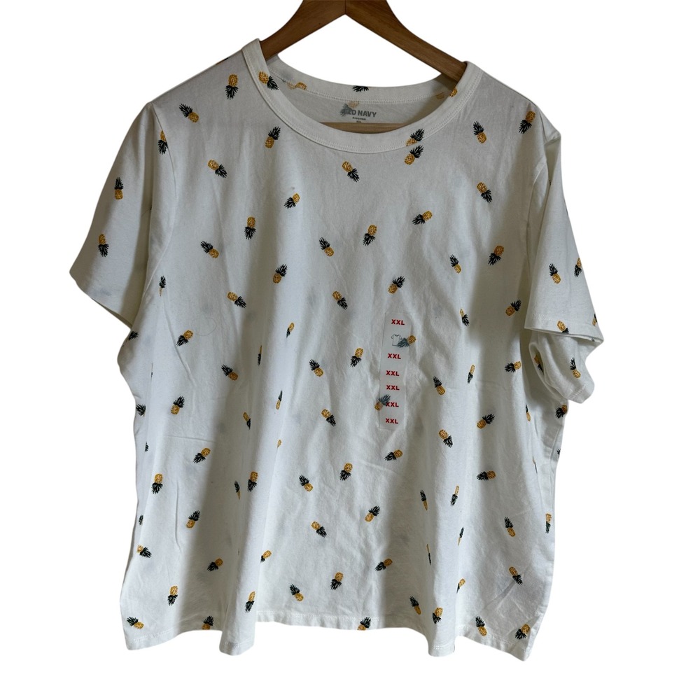 Old Navy Pineapple Print T-Shirt Everyday‎ Wear Top White XXL